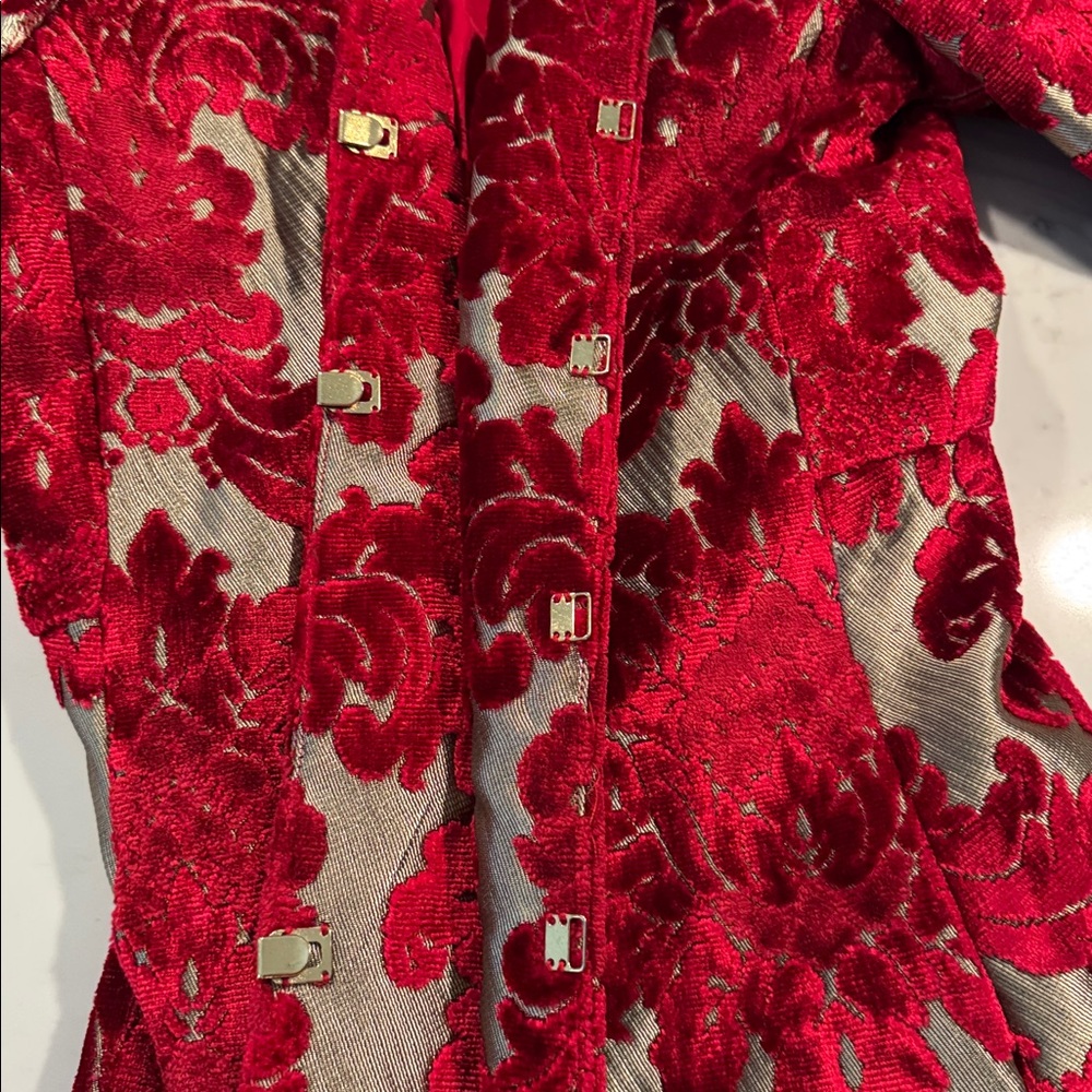 Alice + Olivia Red Brocade Jacket - Picture 6 of 8